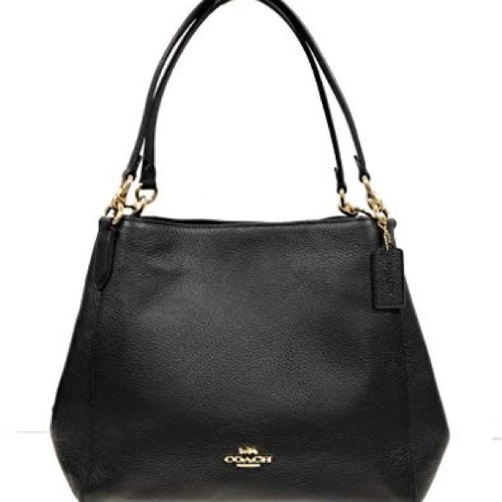 Coach Black Shoulder Bag with Gold Hardware